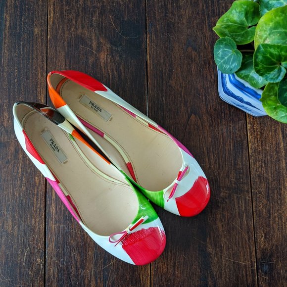 👠 Prada Patent Leather Multicolor Ballet Flats - Picture 7 of 9